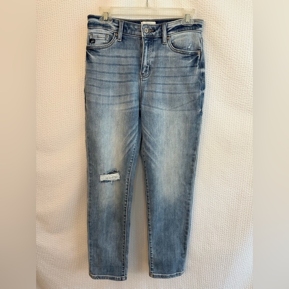 KanCan Denim - KanCan Clanton High Rise Fray Mom Blue Jeans Size: 7 / 27